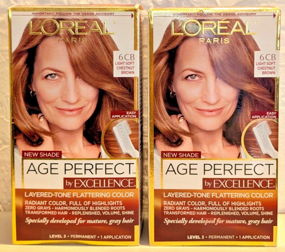 L'oreal Paris Age Perfect 6CB Light Soft Chestnut Brown Hair Color Lot of 2